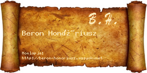 Beron Honóriusz névjegykártya